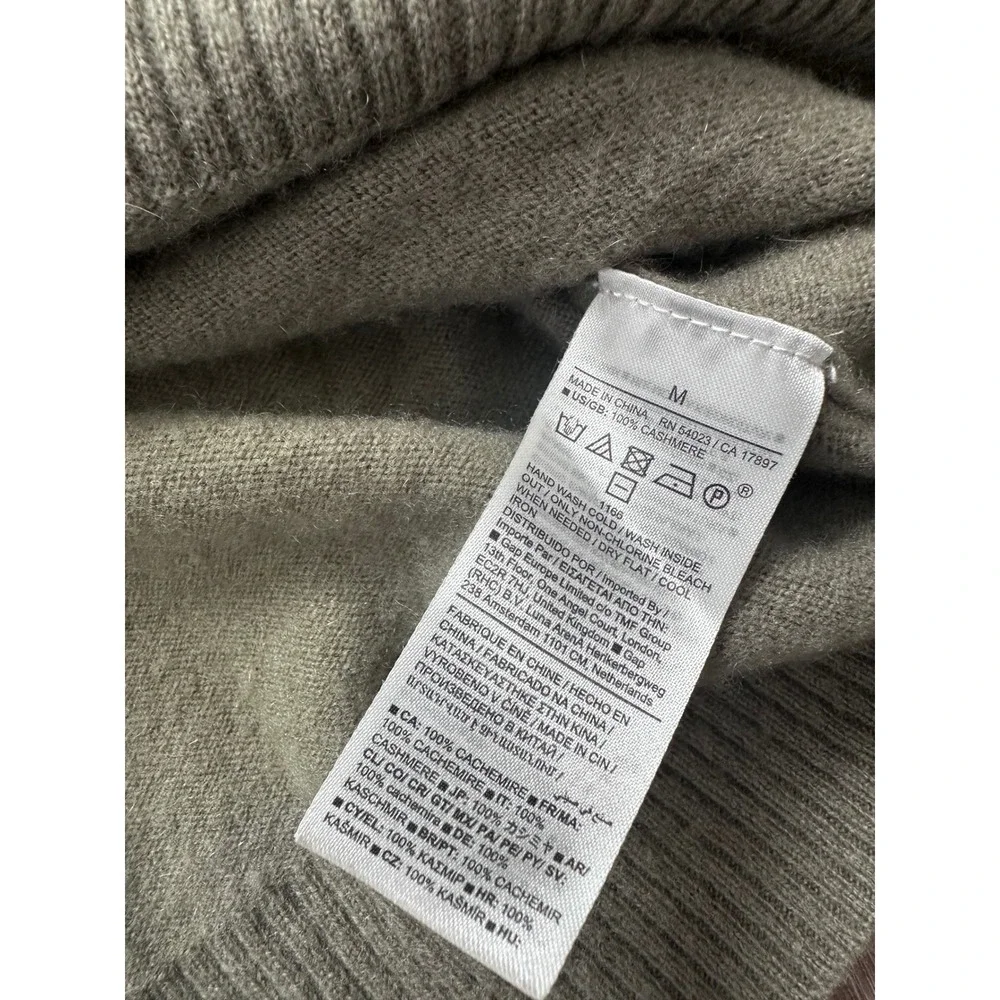 Banana Republic Mens 100% Cashmere Crew Neck Sweater M Olive Green Modern Preppy